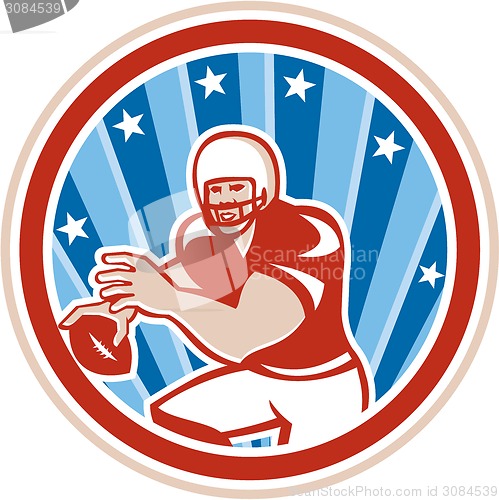 Image of American Football QB Throwing Circle Retro