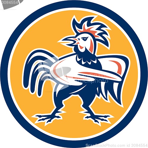 Image of Chicken Rooster Angry Pointing Circle Retro