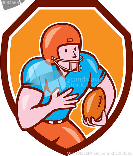 Image of American Football Receiver Running Ball Shield