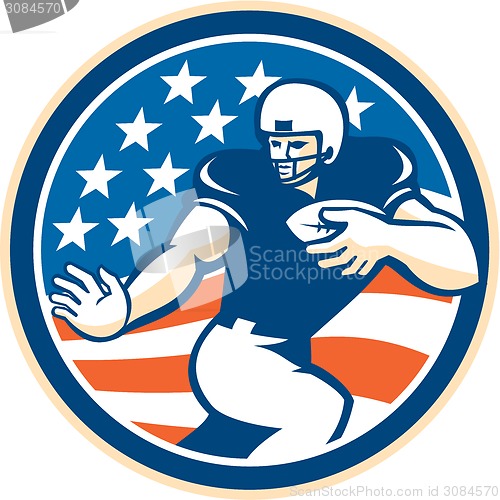 Image of American Football Running Back Fending Circle