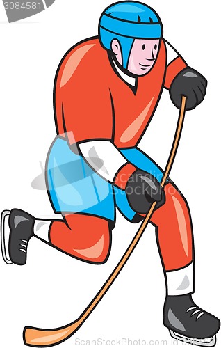 Image of Ice Hockey Player With Stick Cartoon