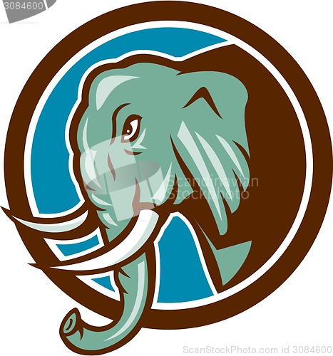 Image of Elephant Head Side Circle Cartoon
