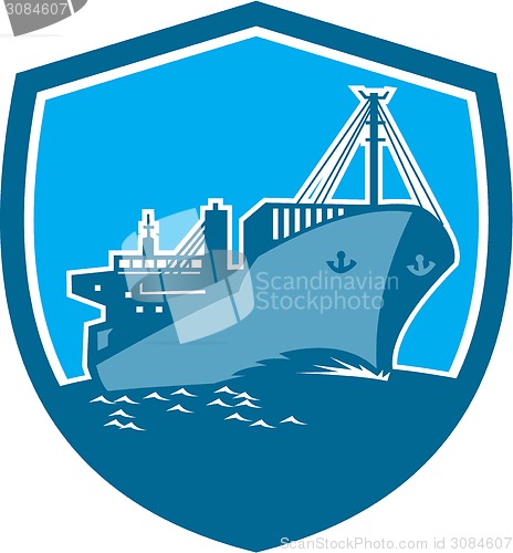Image of Container Ship Cargo Boat Shield Retro