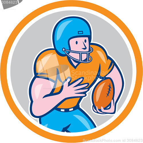 Image of American Football Receiver Running Ball Circle Shield