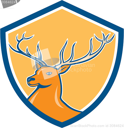 Image of Red Stag Deer Head Shield Cartoon
