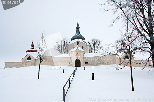 Image of Pilgrimage church of Saint John of Nepomuk at Zelena Hora in winter, Zdar nad Sazavou, Czech Republic - baroque architect Jan Sa