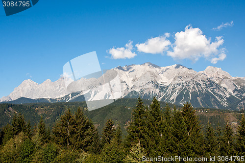 Image of Mountain landscape with blue sky above, Austria