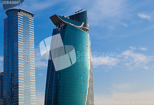 Image of luxury blue modern building skyscraper