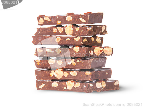 Image of Stack of seven chocolate bars rotated