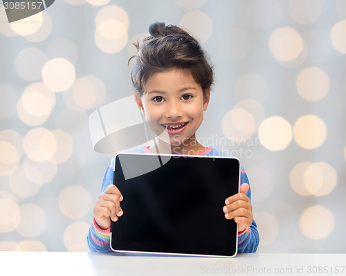 Image of happy little girl with tablet pc computer