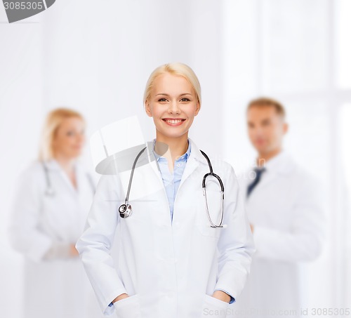 Image of smiling female doctor with stethoscope