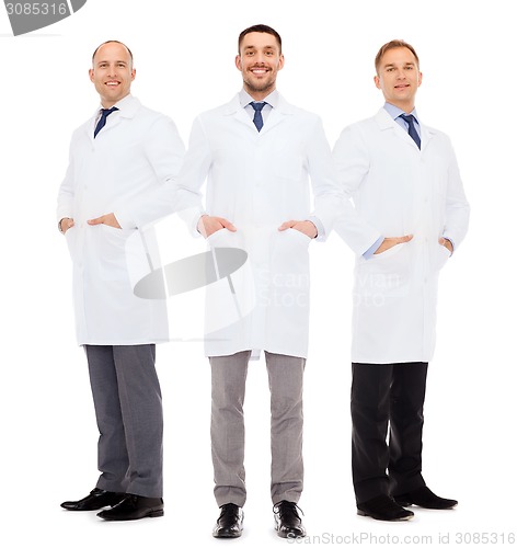 Image of smiling male doctors in white coats