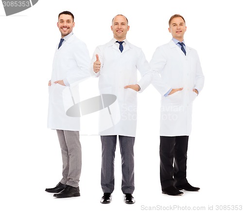 Image of smiling male doctors in white coats