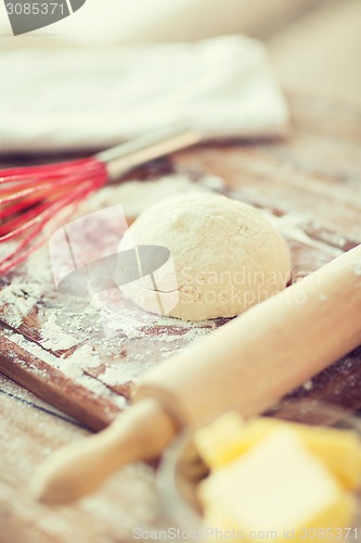 Image of close up of bread dough on cutting board