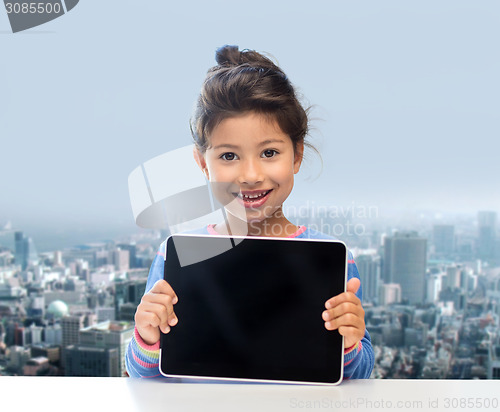 Image of happy little girl with tablet pc computer