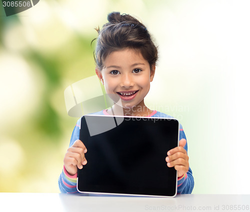 Image of happy little girl with tablet pc computer