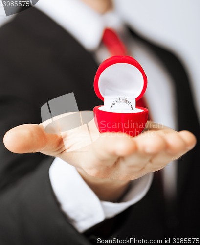 Image of man with wedding ring and gift box