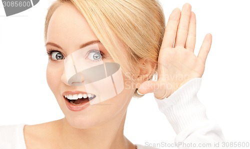 Image of happy woman listening gossip