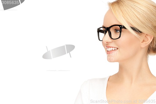 Image of happy and smiling woman in specs