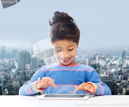 Image of happy little girl with tablet pc computer