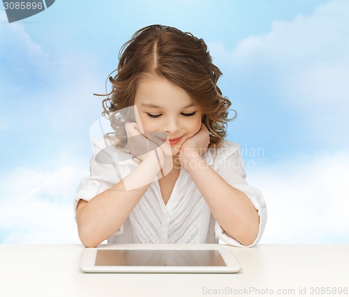 Image of happy smiling girl with tablet pc computer