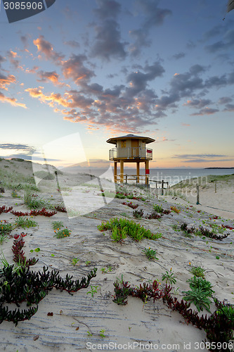 Image of Wanda Beach Surf Life Guard  Lookout Tower at sunrise