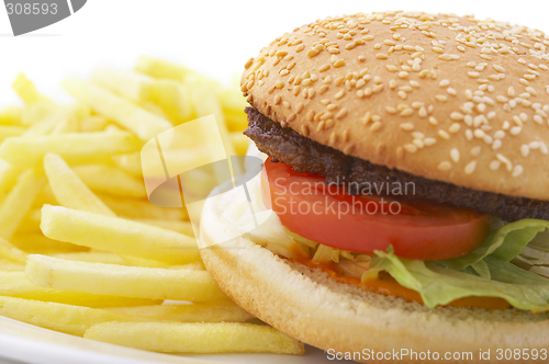 Image of hamburger and french fries