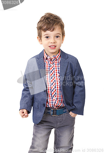 Image of little boy with jacket and shirt