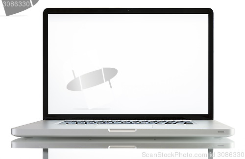 Image of Laptop with blank white screen