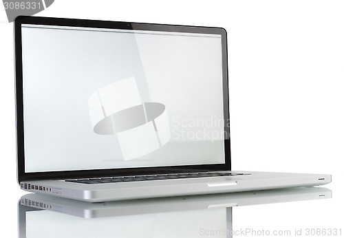 Image of Laptop with blank white screen
