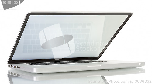 Image of Laptop with blank white screen