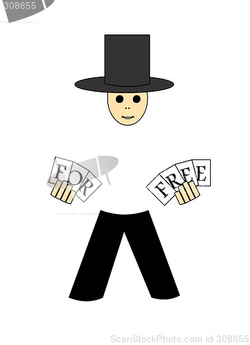 Image of Illustration of the funny person with cards