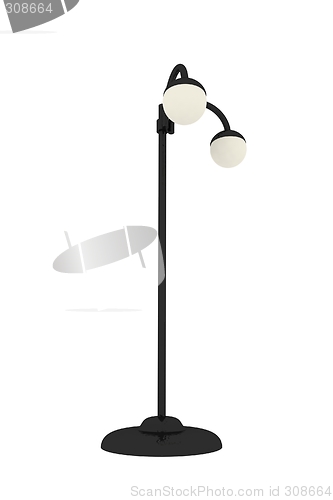 Image of 3D render of the street lamp with two bulbs