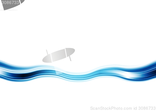 Image of Bright blue abstract wave on white background