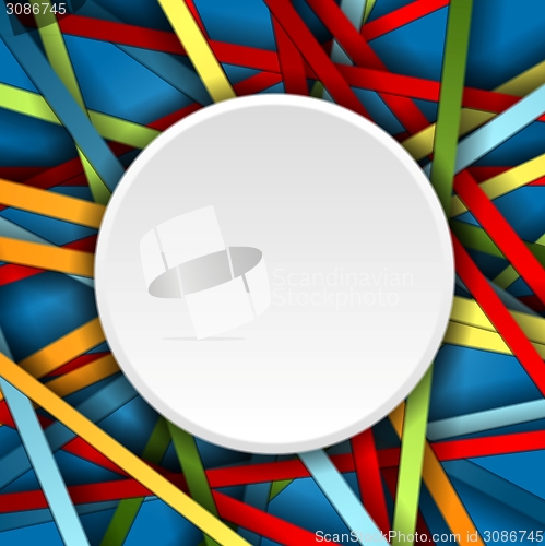 Image of Colorful stripes vector background with blank circle