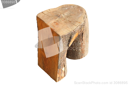 Image of interesting wooden trunk carved seat