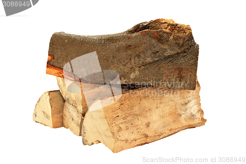 Image of stack of fire wood over white