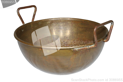 Image of ancient weathered copper pot 