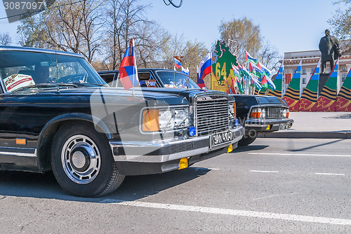 Image of Soviet luxury cars ZIL-41047 and GAZ-14 Chaika