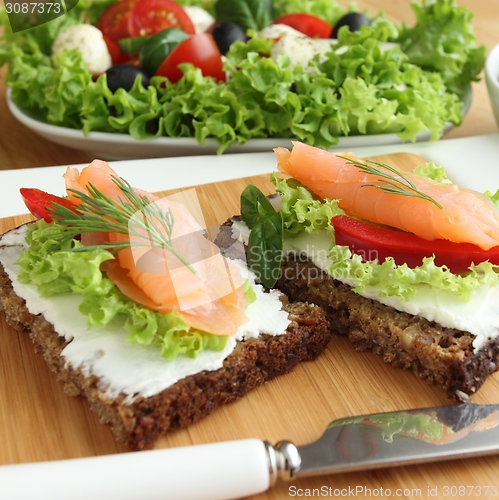 Image of Fresh salmon sandwiches.