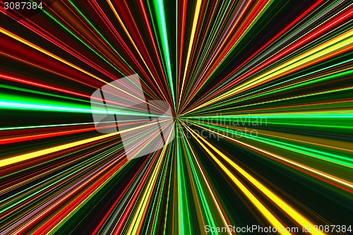 Image of Bright concentric color lines on black
