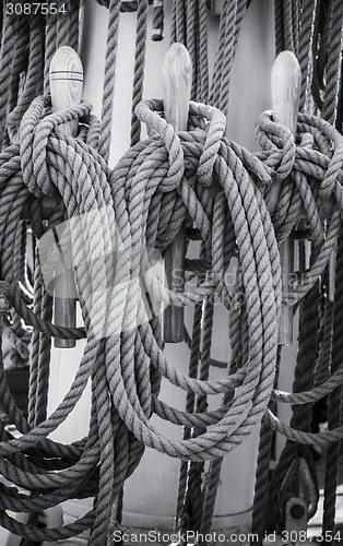 Image of Blocks and tackles of a sailing vessel