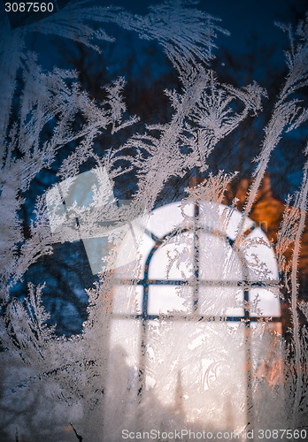 Image of Frost on the window of the chapel