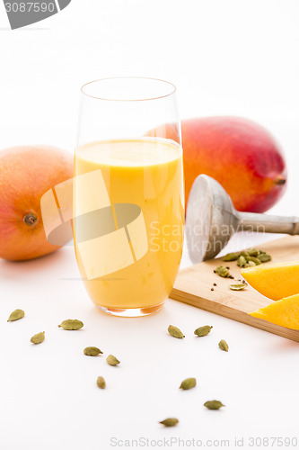 Image of Blended Mango Fruit Shake, Mangoes And Cardamom