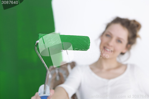 Image of Paint roller with green color