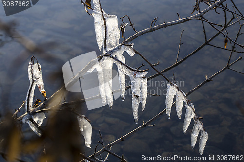 Image of Icicles at a lake