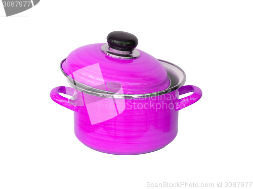 Image of Old pink metal cooking pot 