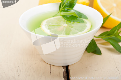 Image of mint infusion tea tisane with lemon