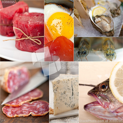 Image of high protein food collection collage