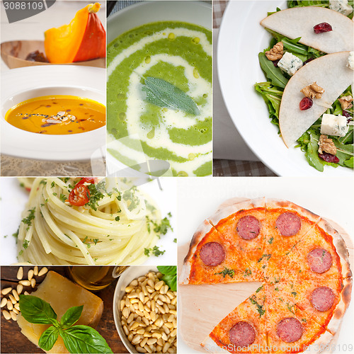 Image of healthy and tasty Italian food collage